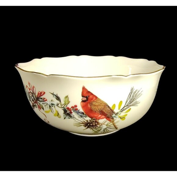 Lenox Winter Greetings Fine Ivory China Square Serving Platter & Bowl (1996) - Picture 4 of 11